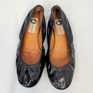 Lanvin Classic Ballet Flats Black Patent Leather Womens 9.5 EU 39.5 Pre-Owned